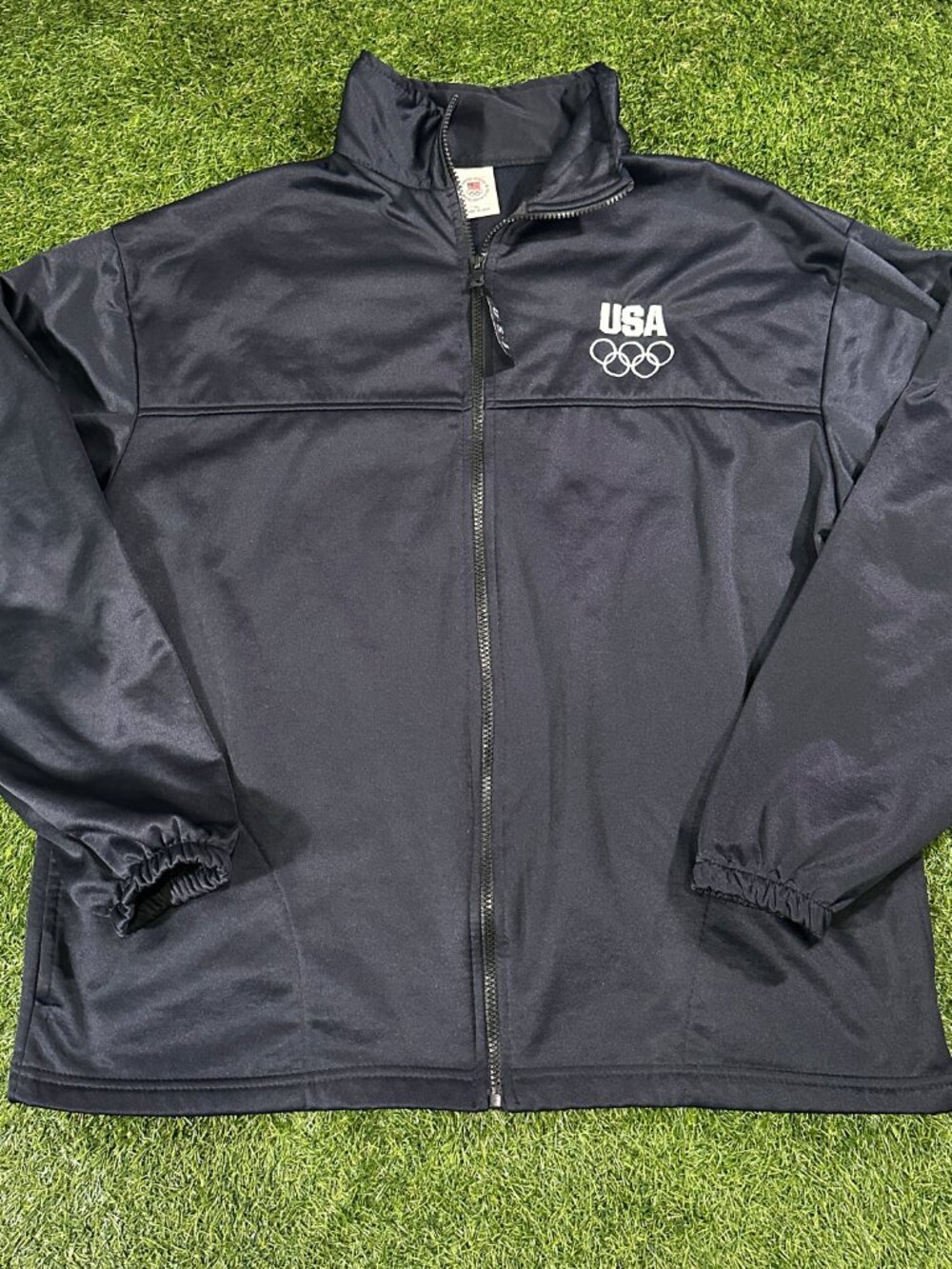 Vintage Team USA Jacket Men XL Blue Olympic Made in USA Full Zip Embroidered